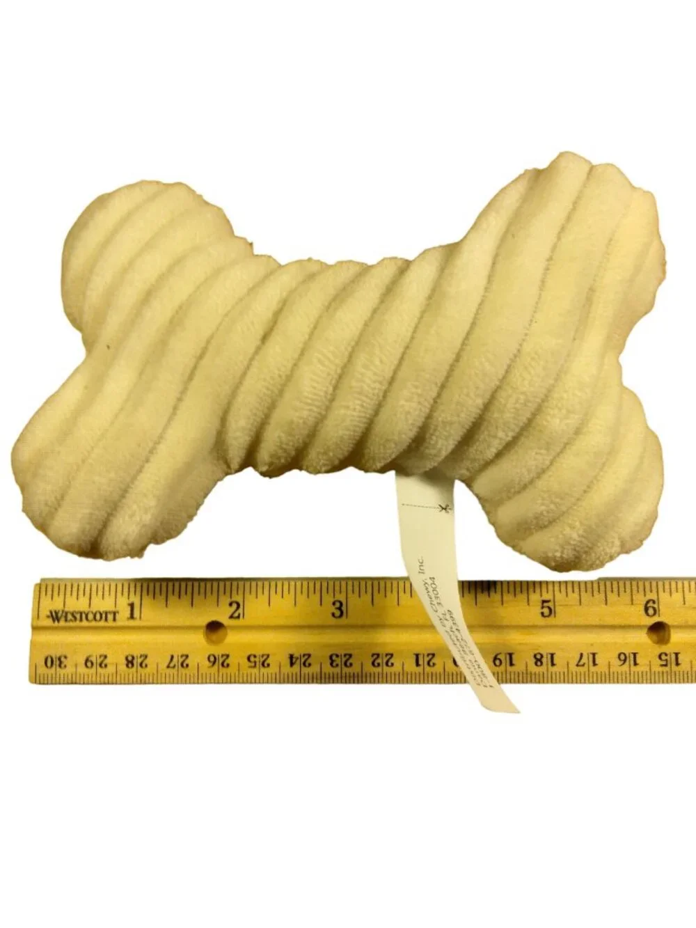 Chewy White Fleece Dogbone Dog Toy Fetch Cuddle Companion Squeaker